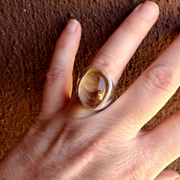 New Men's Golden Rutile 925 Silver Ring. - Picture 9 of 16